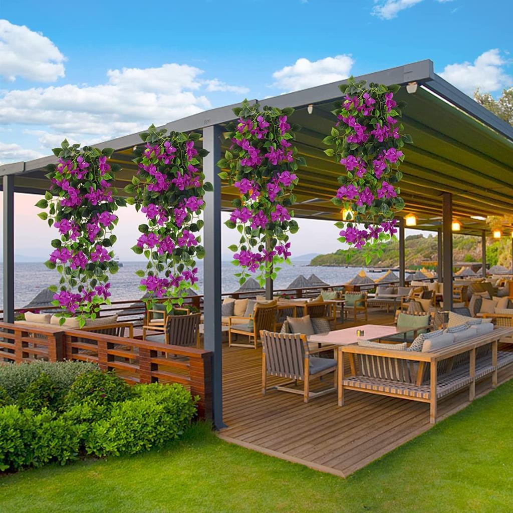 Yapay Çiçek Mor Begonvil Çiçeği 9 Dallı 100cm Sarkan Çiçek