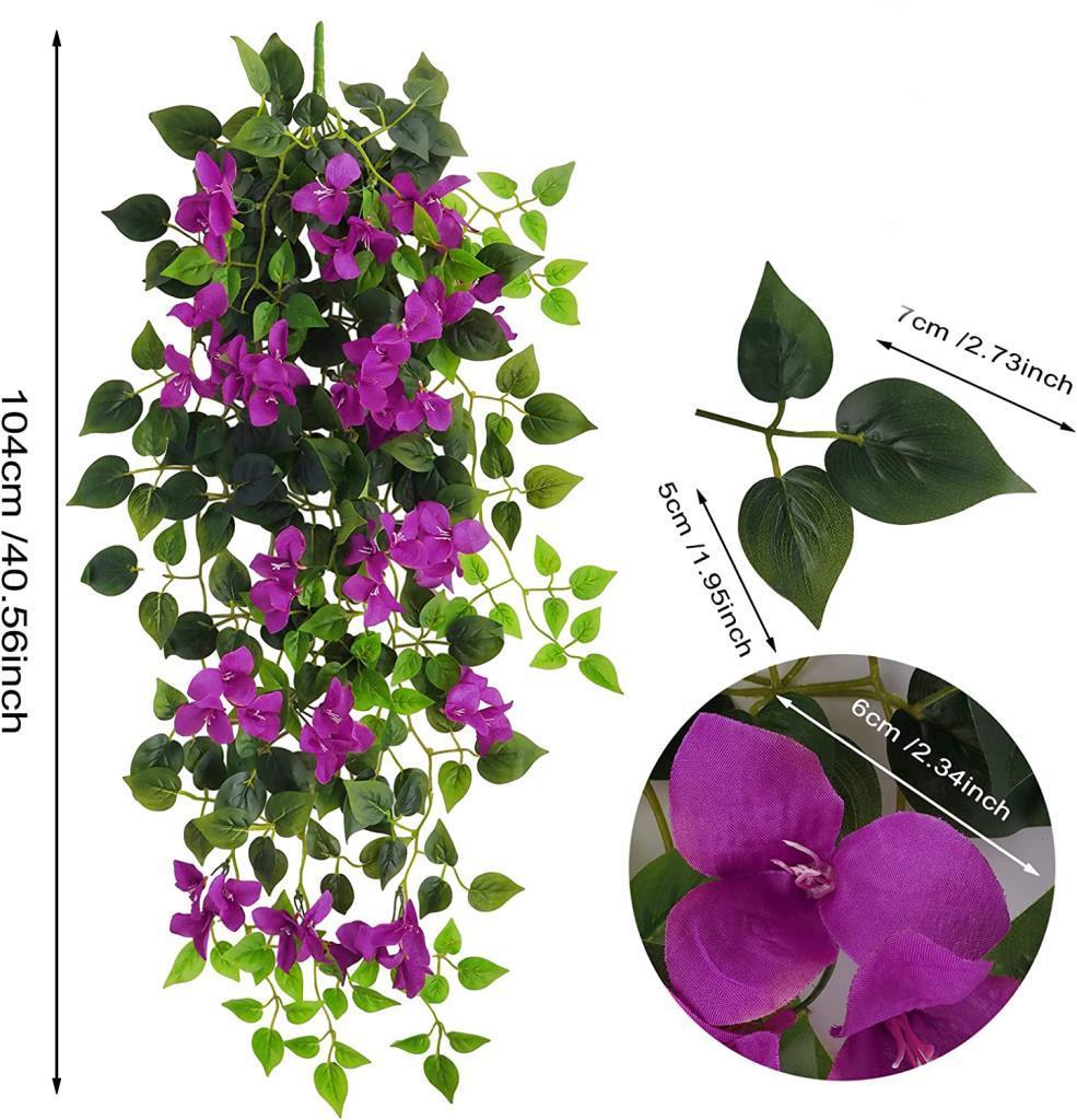 Yapay Çiçek Mor Begonvil Çiçeği 9 Dallı 100cm Sarkan Çiçek