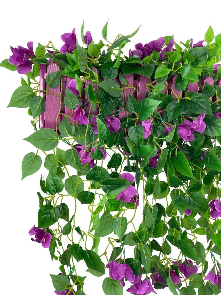 Yapay Çiçek Mor Begonvil li Mor Çit Balkon Saksısı 55*35cm 70cm Sarkar