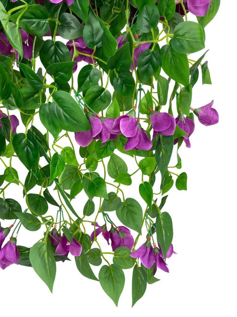 Yapay Çiçek Mor Begonvil li Mor Çit Balkon Saksısı 55*35cm 70cm Sarkar