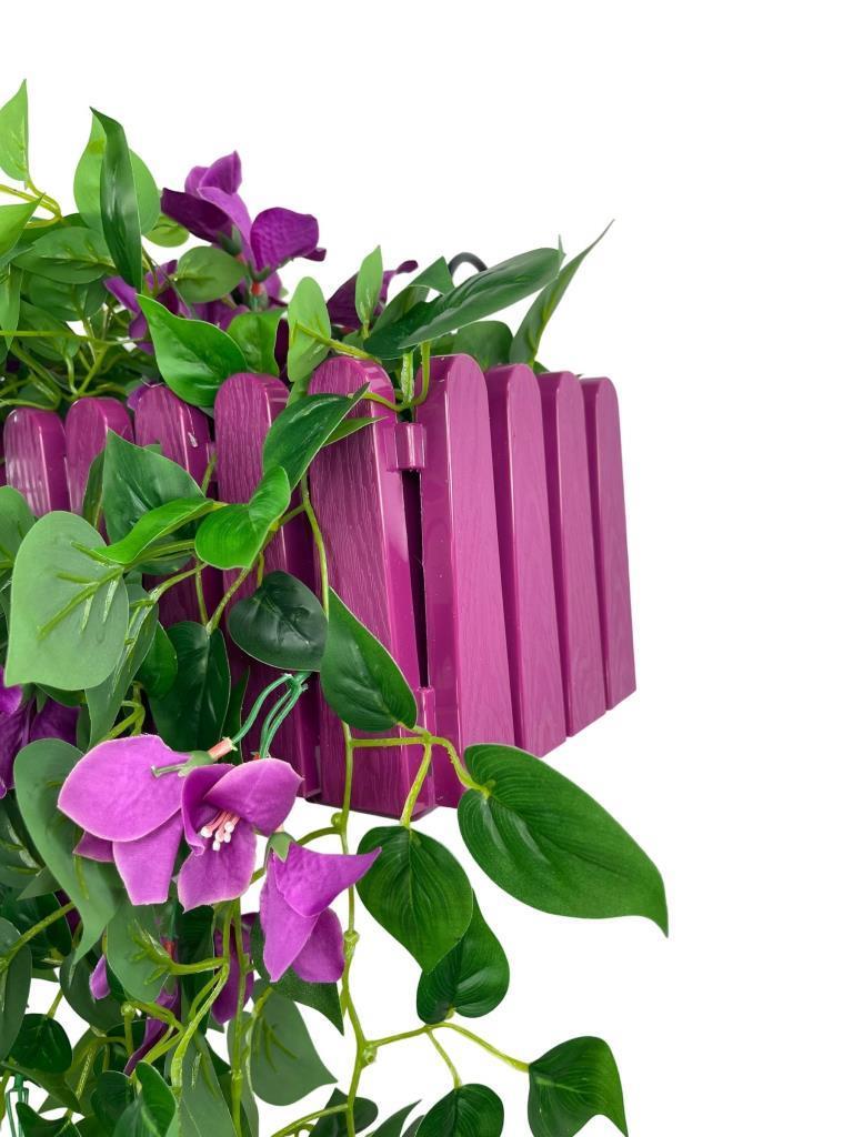 Yapay Çiçek Mor Begonvil li Mor Çit Balkon Saksısı 55*35cm 70cm Sarkar