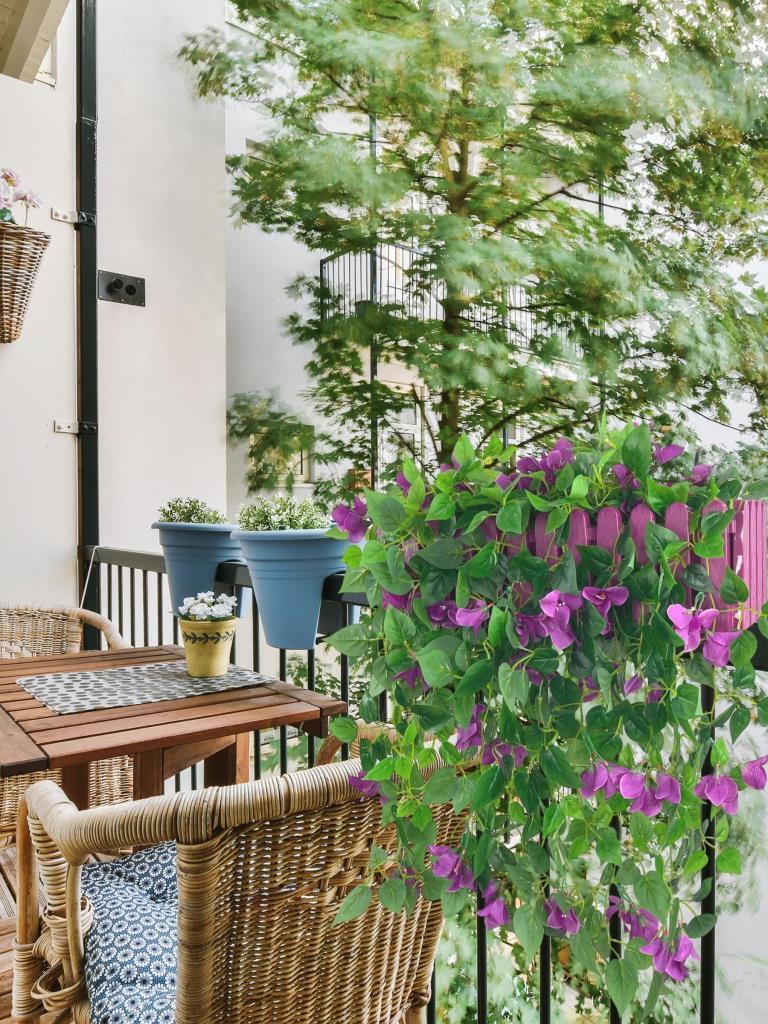 Yapay Çiçek Mor Begonvil li Mor Çit Balkon Saksısı 55*35cm 70cm Sarkar