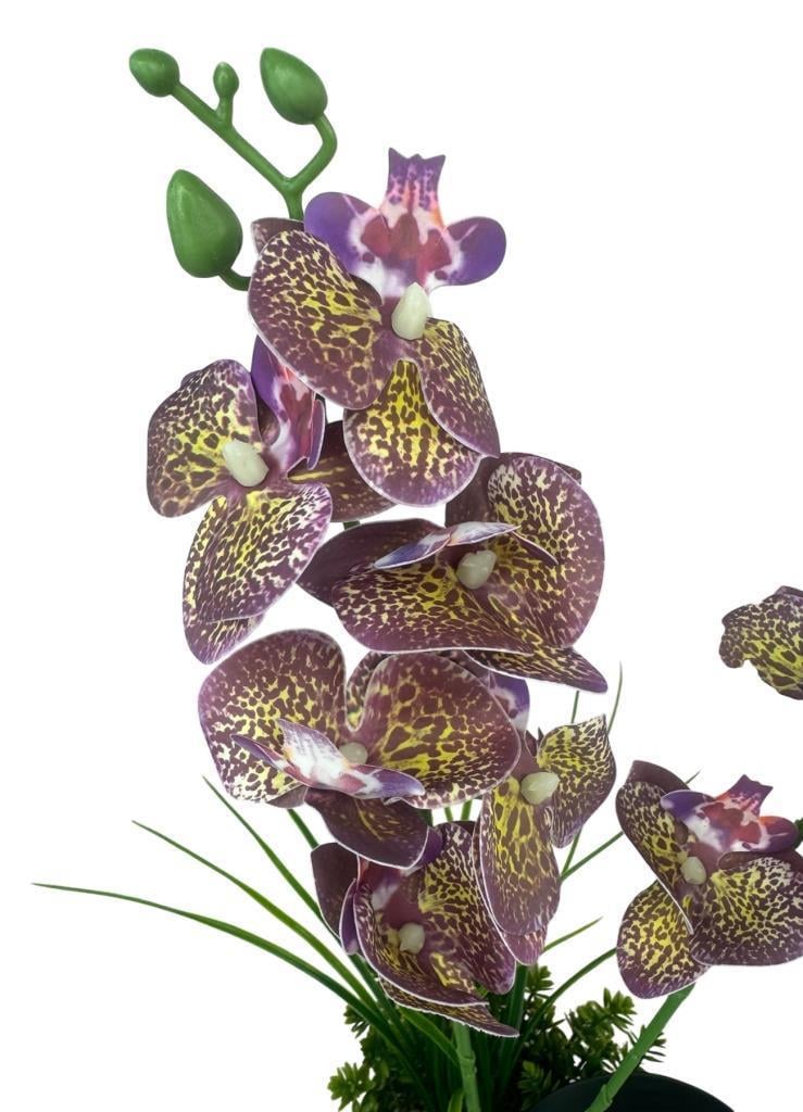 Yapay Çiçek Mor Islak Orkide Gold Metal Saksıda Saksıda Orkide 50cm