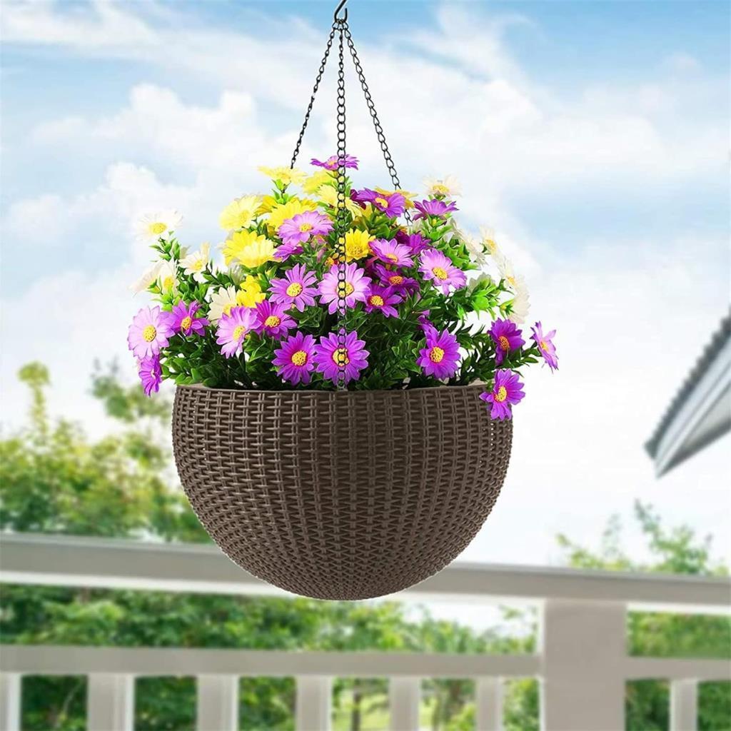 Yapay Çiçek Mor Koyu Papatya 5 Dallı Plastik Dekoratif Yapay Bitki