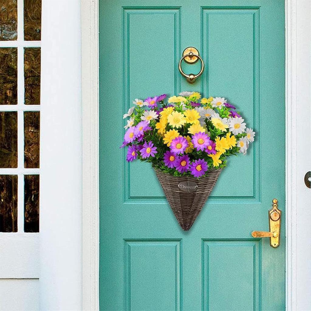 Yapay Çiçek Mor Koyu Papatya 5 Dallı Plastik Dekoratif Yapay Bitki