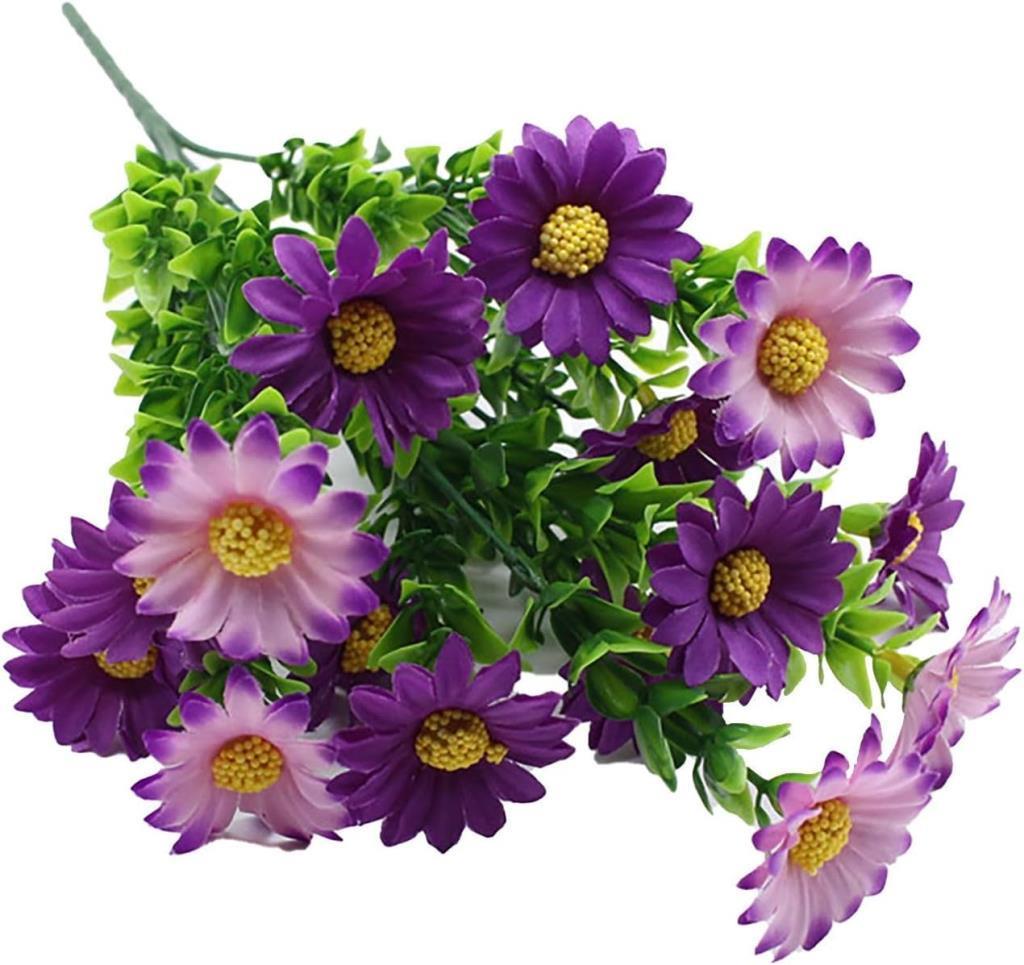Yapay Çiçek Mor Koyu Papatya 5 Dallı Plastik Dekoratif Yapay Bitki