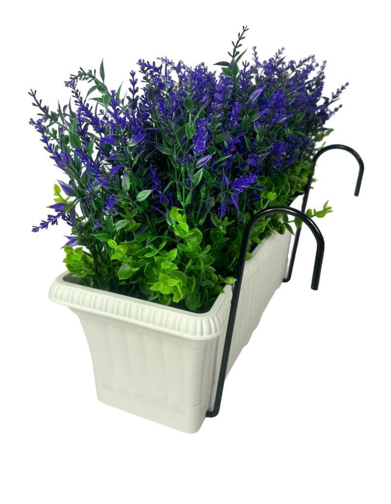 Yapay Çiçek Mor Lavanta Küpeşte Askılı Saksıda Balkon Çiçeği Çiçek Sepeti