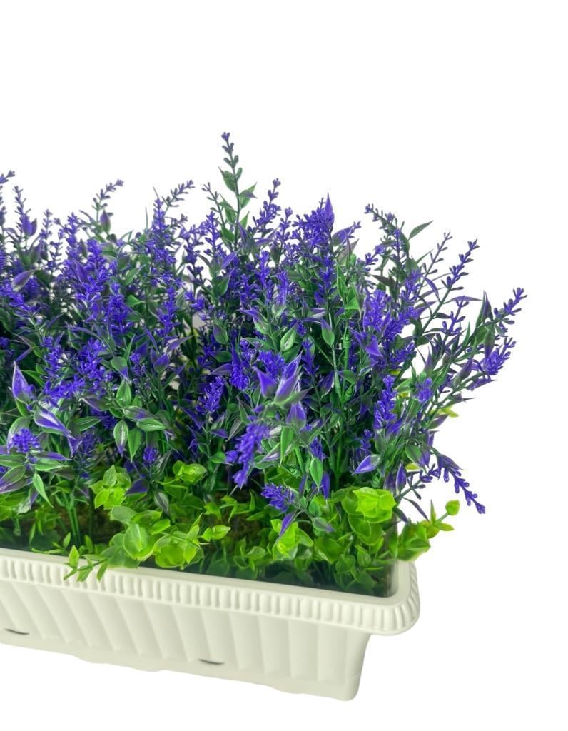 Yapay Çiçek Mor Lavanta Küpeşte Askılı Saksıda Balkon Çiçeği Çiçek Sepeti