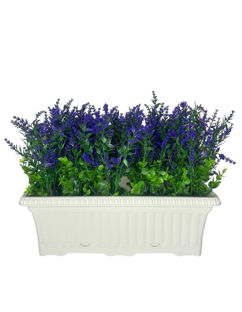 Yapay Çiçek Mor Lavanta Küpeşte Askılı Saksıda Balkon Çiçeği Çiçek Sepeti