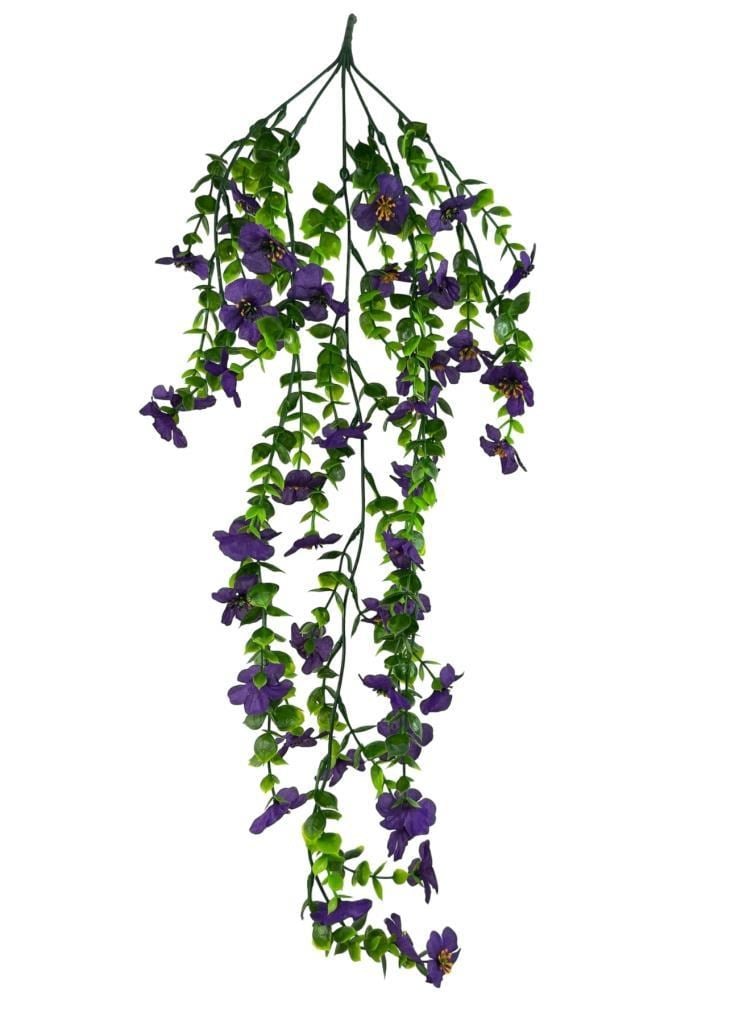 Yapay Çiçek Mor Sarkan Mineli Okaliptus Şimşir Yapay Sarmaşık 5dal 60cm