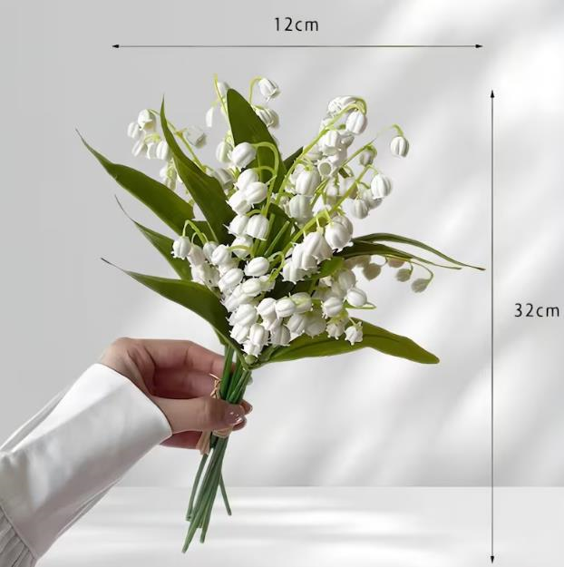 Yapay Çiçek Müge Çiçeği Beyaz Çan Çiçeği Lily Of The Valley Demet