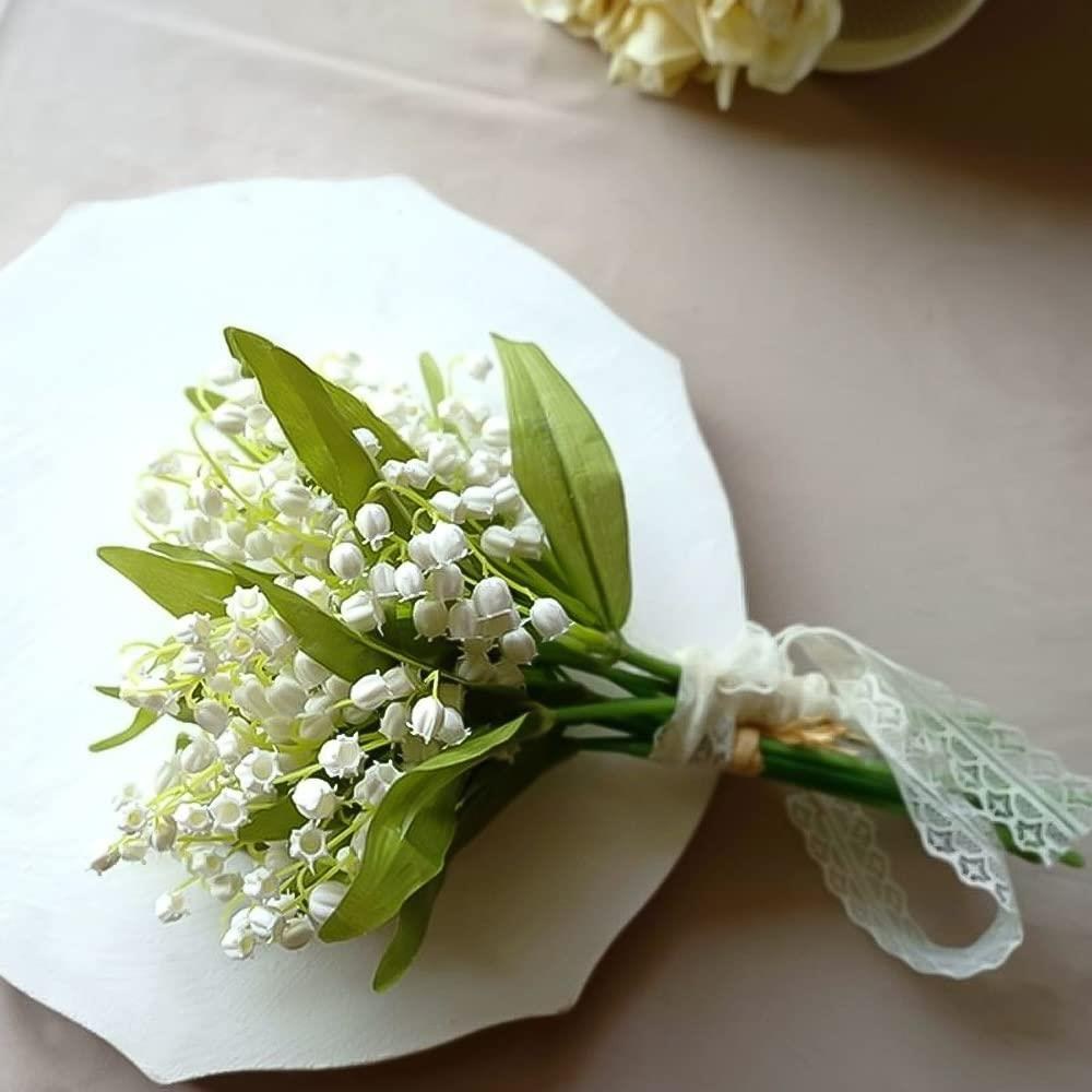 Yapay Çiçek Müge Çiçeği Beyaz Çan Çiçeği Lily Of The Valley Demet