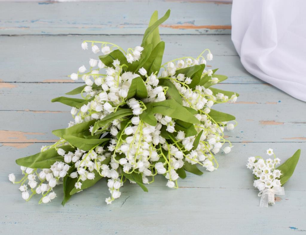 Yapay Çiçek Müge Çiçeği Beyaz Çan Çiçeği Lily Of The Valley Demet