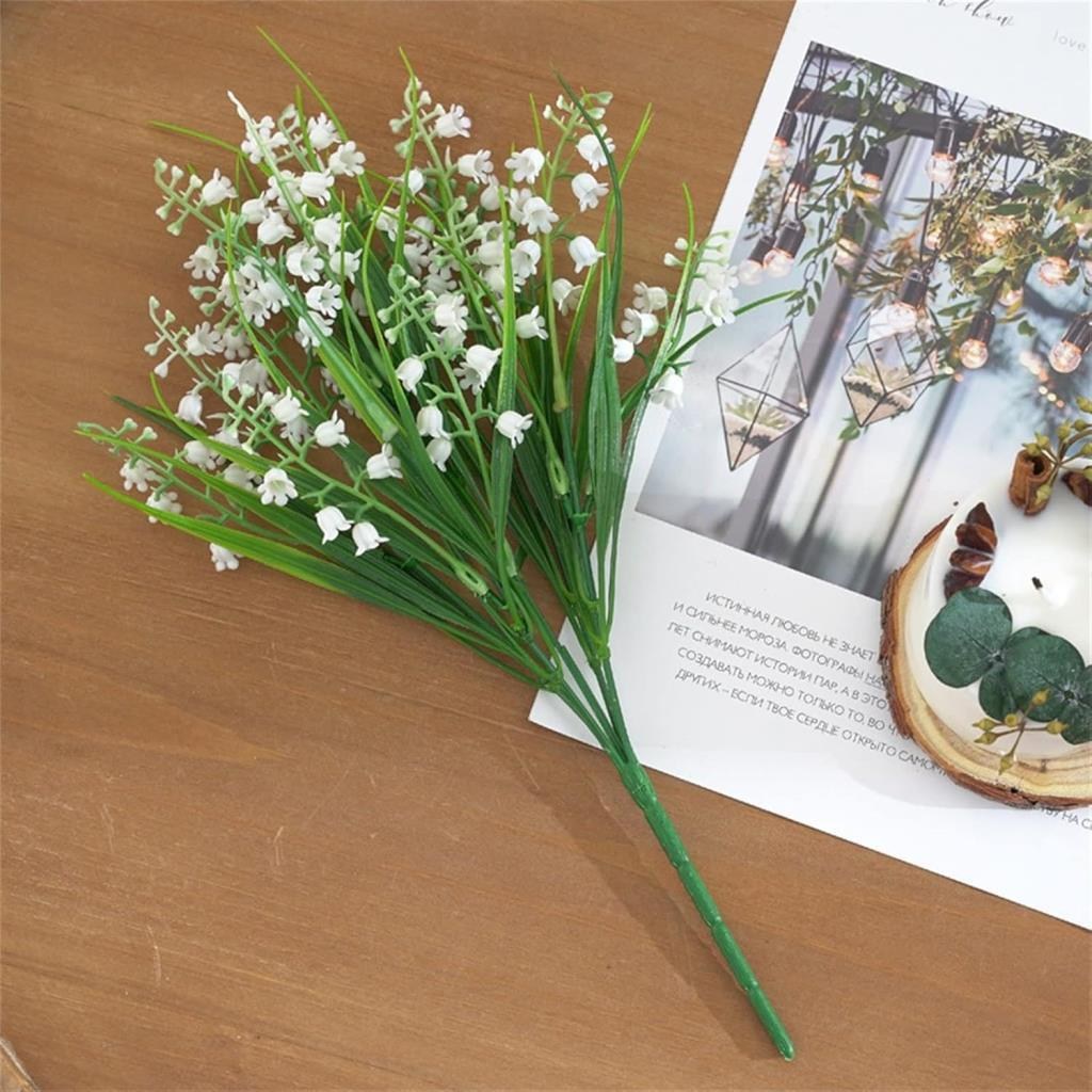 Yapay Çiçek Müge Çiçeği Sazlı Beyaz Çan Çiçeği Lily Of The Valley Demet