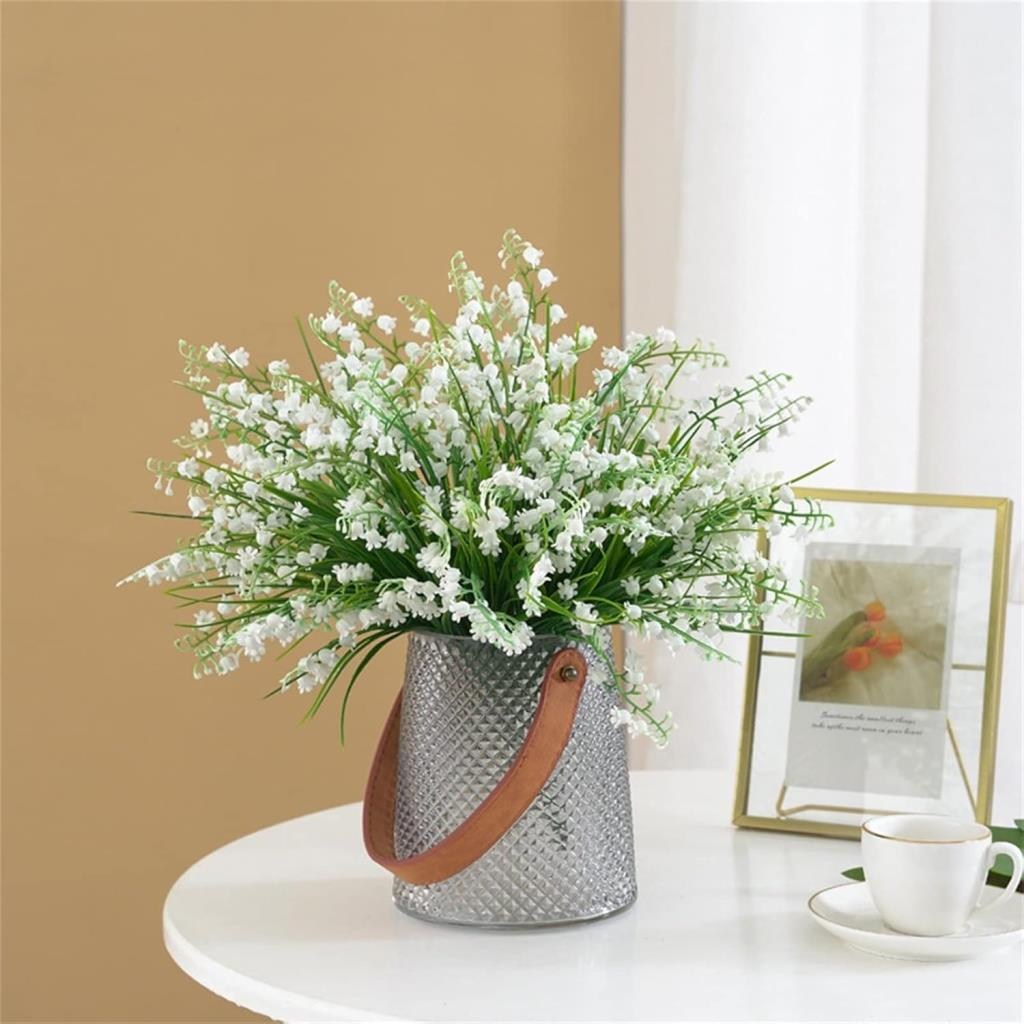 Yapay Çiçek Müge Çiçeği Sazlı Beyaz Çan Çiçeği Lily Of The Valley Demet