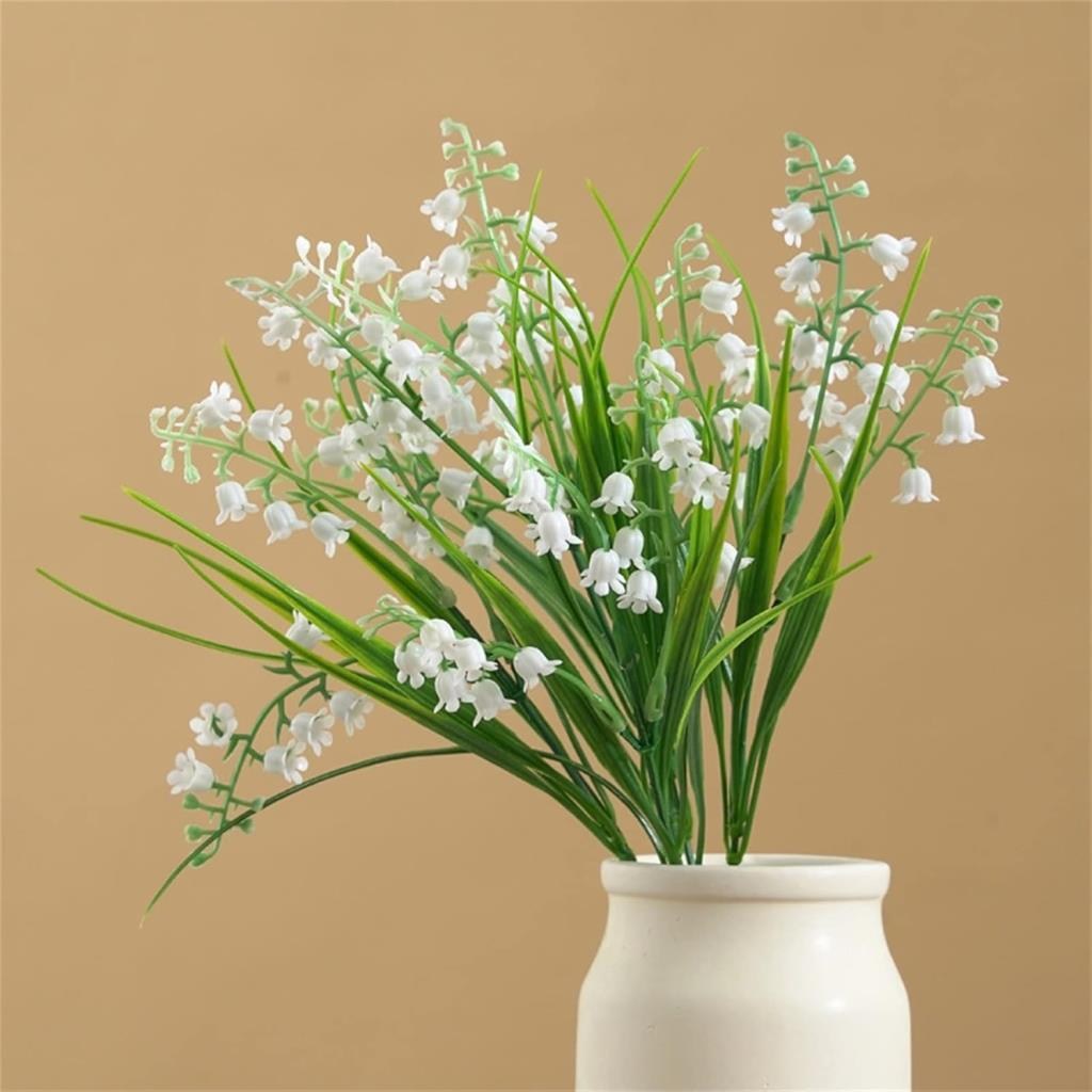Yapay Çiçek Müge Çiçeği Sazlı Beyaz Çan Çiçeği Lily Of The Valley Demet