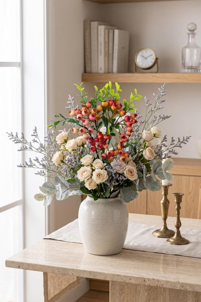 Yapay Çiçek Nar Kokina Dalı 38cm Red Berry