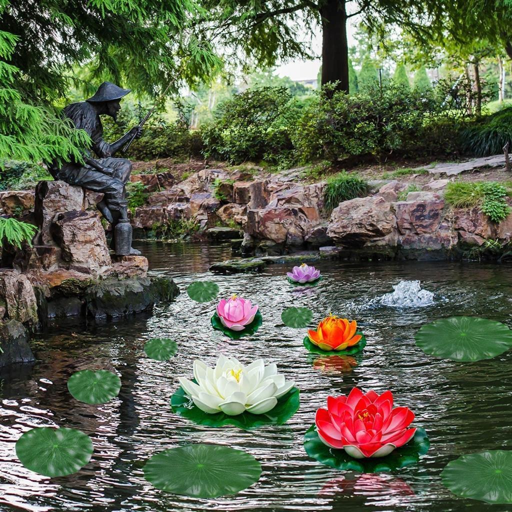 Yapay Çiçek Nilüfer Köpük Lotus Havuz Ve Akvaryum Dekoru 6ADET