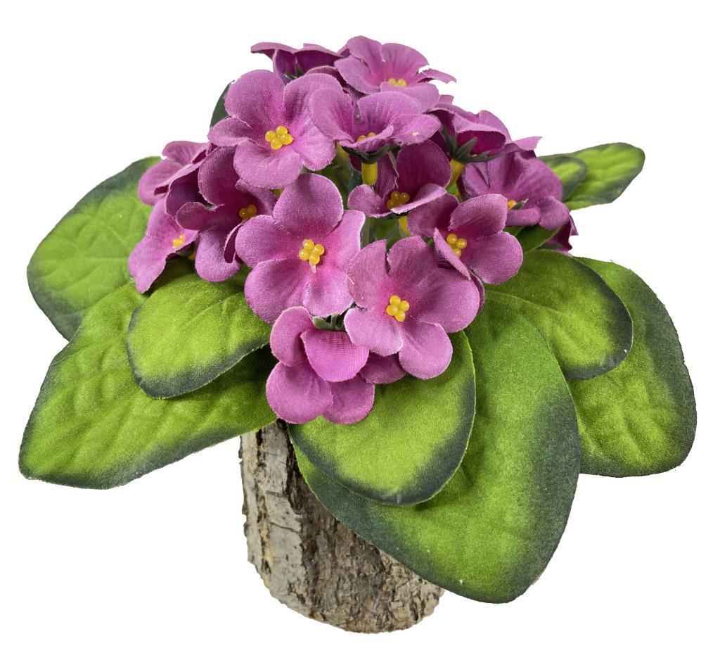 Yapay Çiçek Odun Saksıda Kadife Menekşe Gerçekçi Doku Pembe