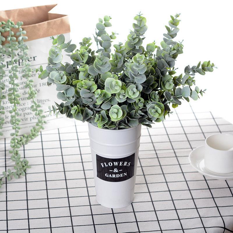 Yapay Çiçek Okaliptus Şimşir Demeti Pudralı Pastel Yeşil Garnitür Aradal Dekoratif Yapay Bitki