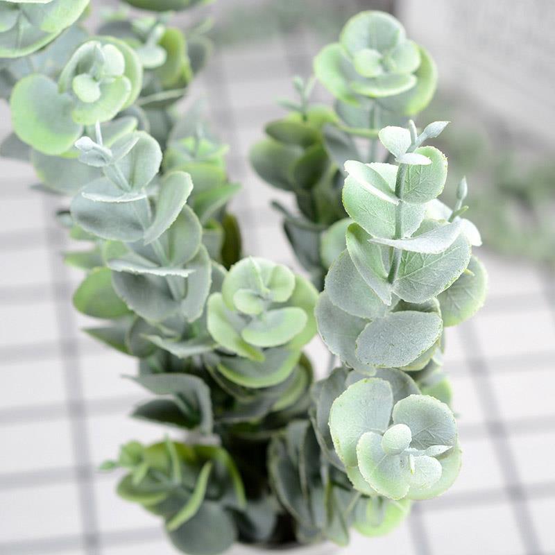 Yapay Çiçek Okaliptus Şimşir Demeti Pudralı Pastel Yeşil Garnitür Aradal Dekoratif Yapay Bitki