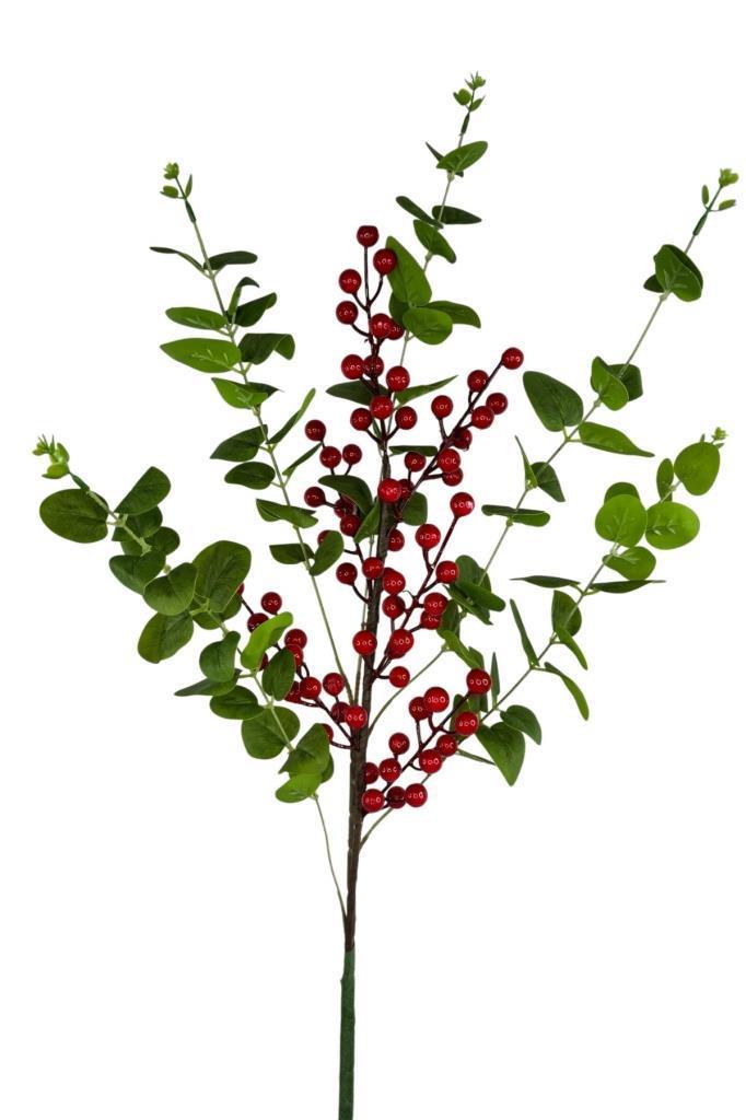 Yapay Çiçek Okaliptus ve Kokina 90cm Uzun Dal