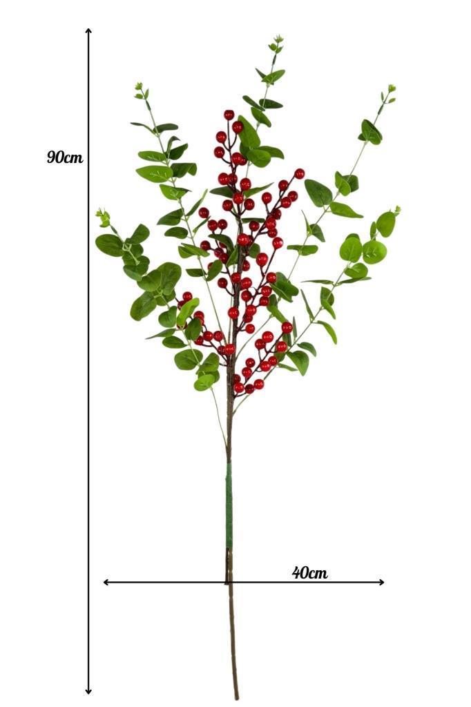 Yapay Çiçek Okaliptus ve Kokina 90cm Uzun Dal