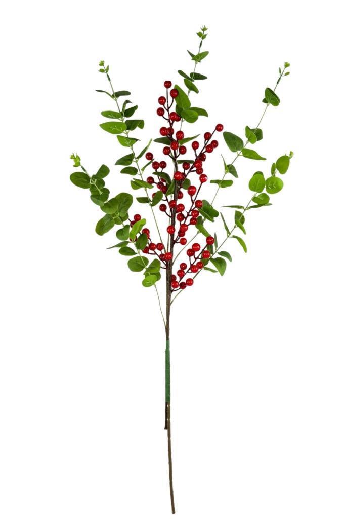 Yapay Çiçek Okaliptus ve Kokina 90cm Uzun Dal