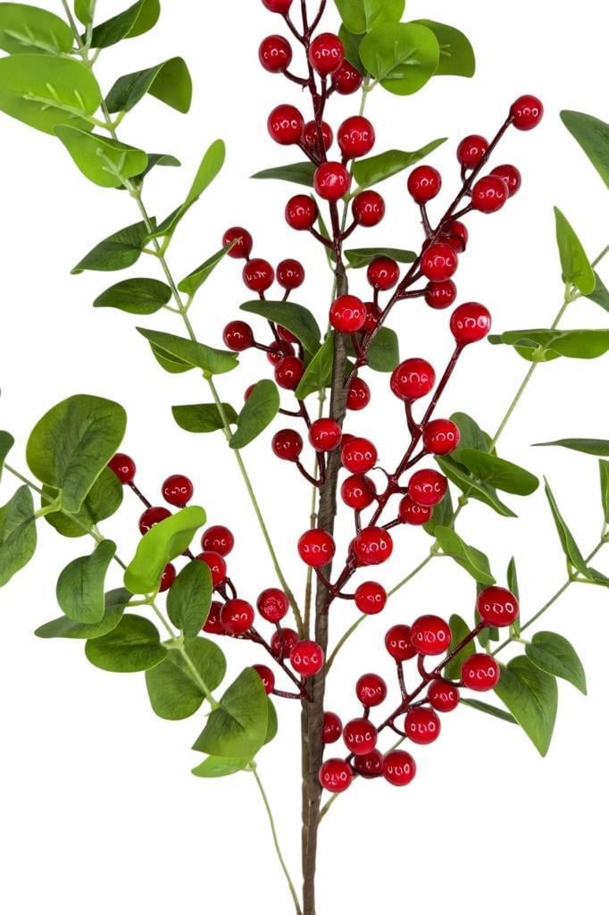 Yapay Çiçek Okaliptus ve Kokina 90cm Uzun Dal