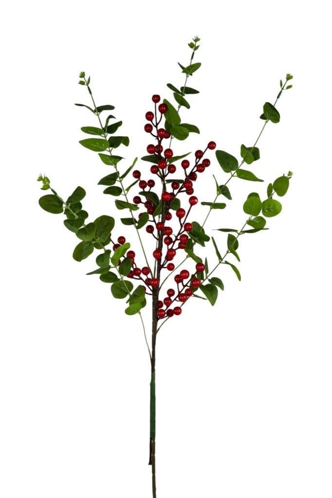 Yapay Çiçek Okaliptus ve Kokina 90cm Uzun Dal