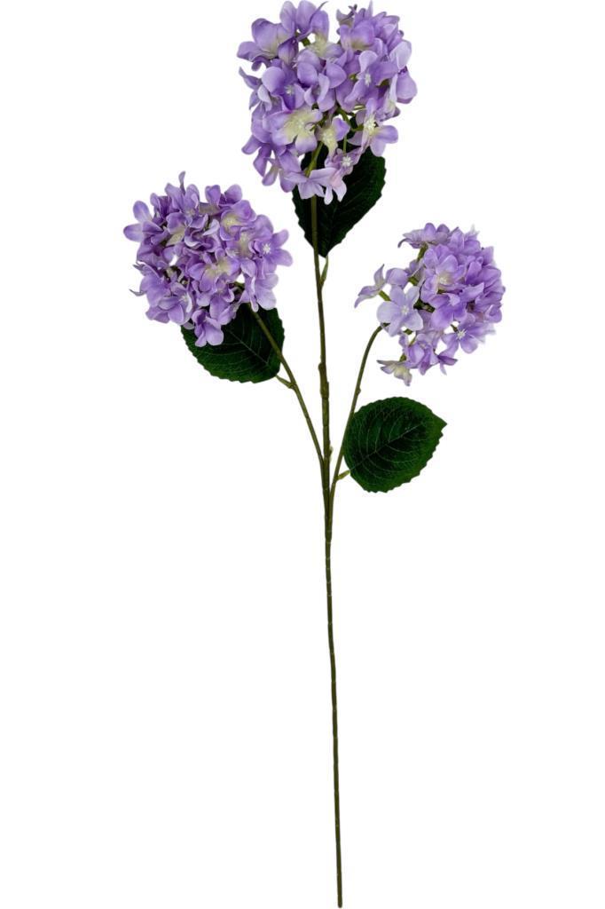 Yapay Çiçek Ortanca 3 Toplu Lila Tek Dal Tomurcuklu 75*25cm Kumaş Çiçek Uzun Dal
