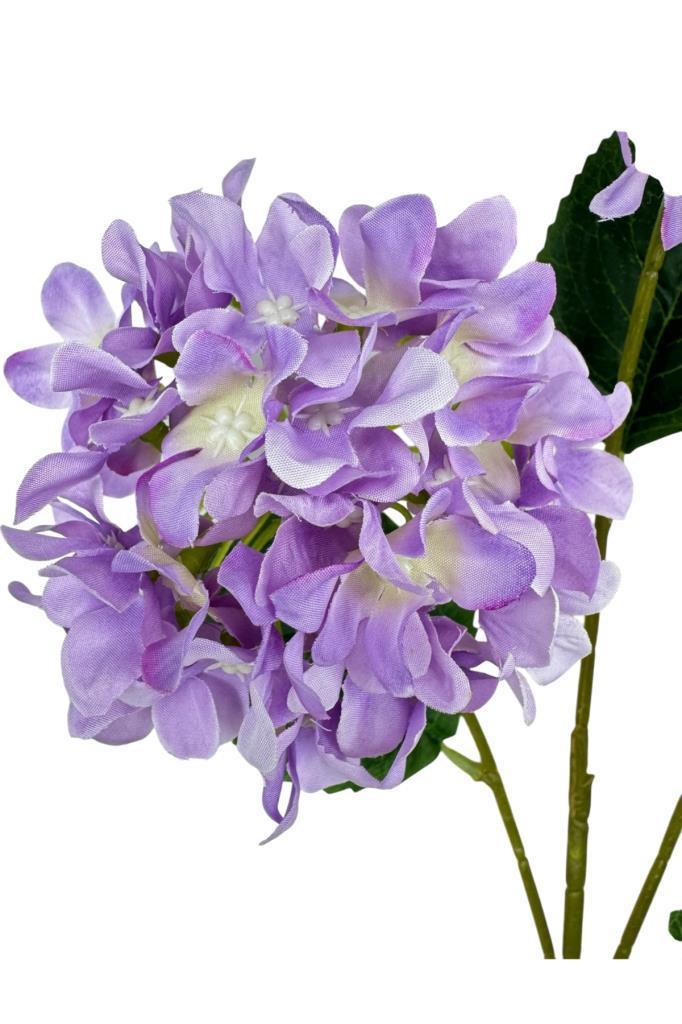 Yapay Çiçek Ortanca 3 Toplu Lila Tek Dal Tomurcuklu 75*25cm Kumaş Çiçek Uzun Dal