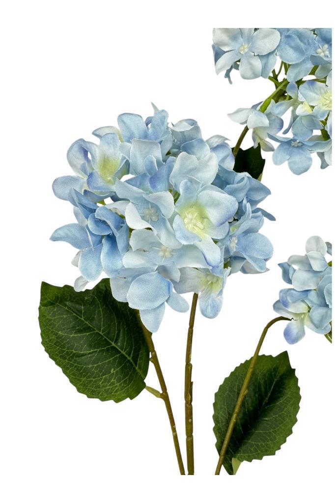 Yapay Çiçek Ortanca 3 Toplu Mavi Tek Dal Tomurcuklu 75*25cm Kumaş Çiçek Uzun Dal