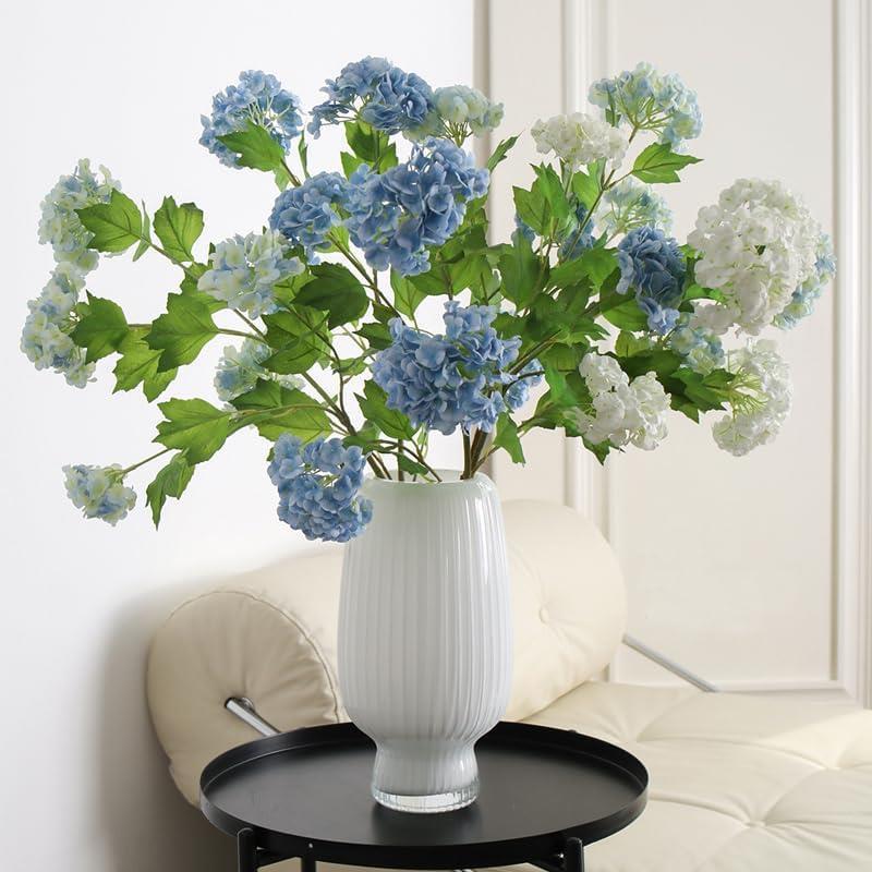 Yapay Çiçek Ortanca 3 Toplu Mavi Tek Dal Tomurcuklu 75*25cm Kumaş Çiçek Uzun Dal