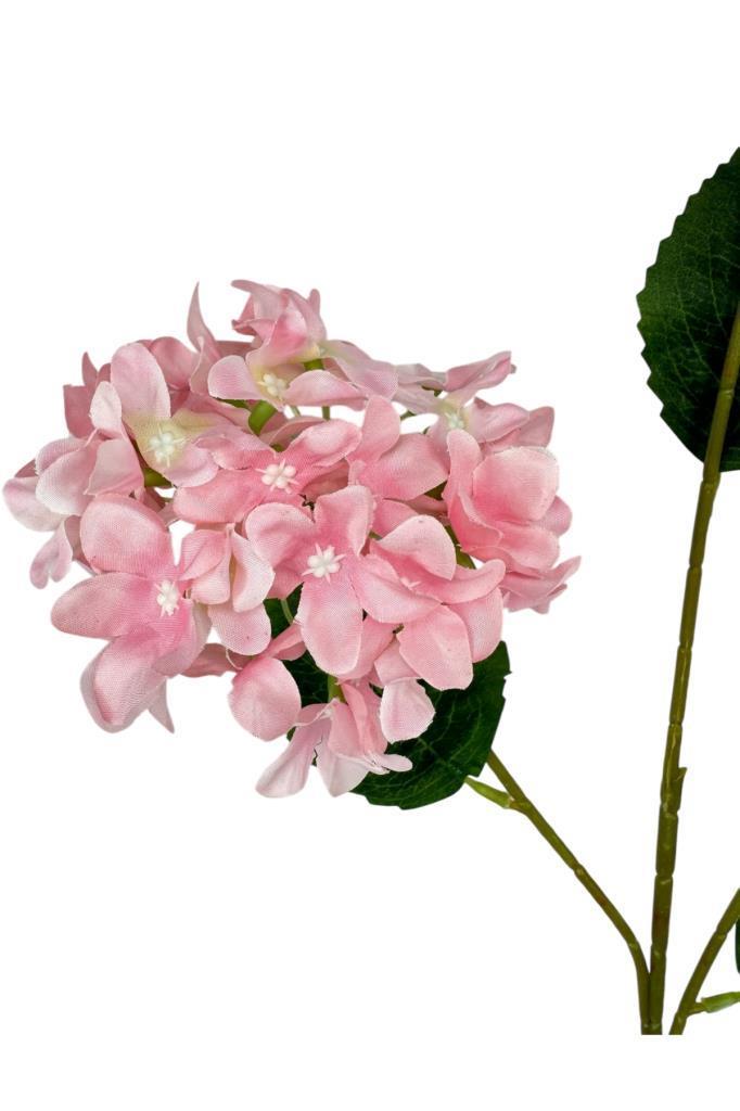 Yapay Çiçek Ortanca 3 Toplu Pembe Tek Dal Tomurcuklu 75*25cm Kumaş Çiçek Uzun Dal