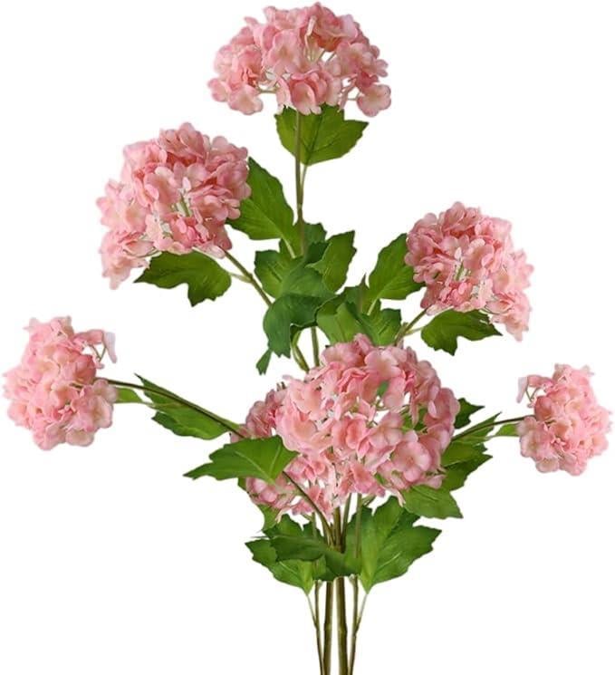 Yapay Çiçek Ortanca 3 Toplu Pembe Tek Dal Tomurcuklu 75*25cm Kumaş Çiçek Uzun Dal