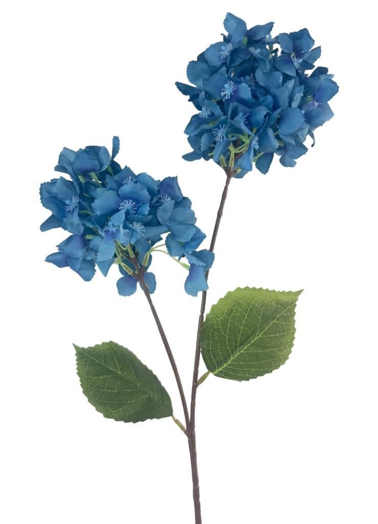 Yapay Çiçek Ortanca 90cm 2Toplu Mavi Koyu Tek Dal Kumaş Çiçek Uzun Dal
