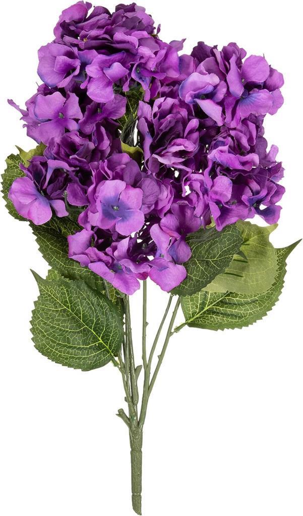 Yapay Çiçek Ortanca Çiçeği Demeti 43 cm Mor Koyu
