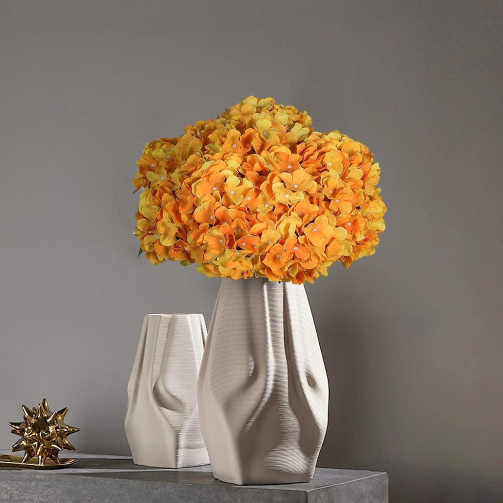 Yapay Çiçek Ortanca Çiçeği Demeti 43 cm Sarı Turuncu