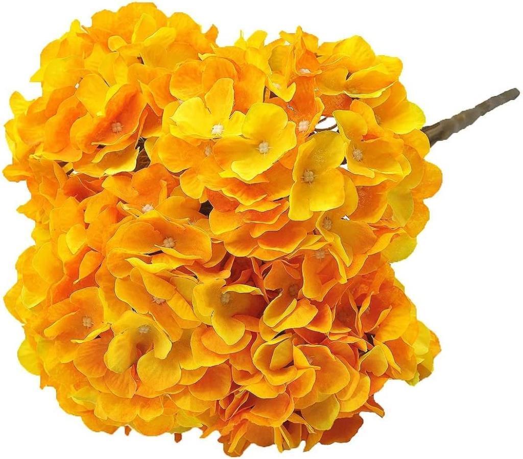 Yapay Çiçek Ortanca Çiçeği Demeti 43 cm Sarı Turuncu