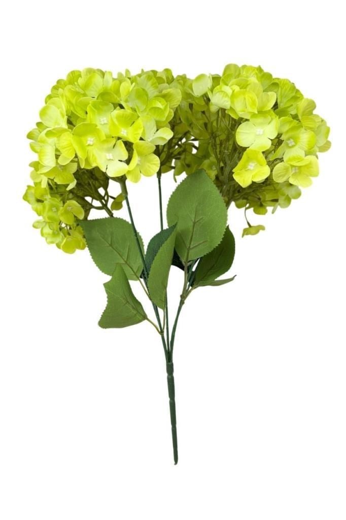 Yapay Çiçek Ortanca Çiçeği Yeşil 45cm 5Dal Gerçeksi Dokulu Premio