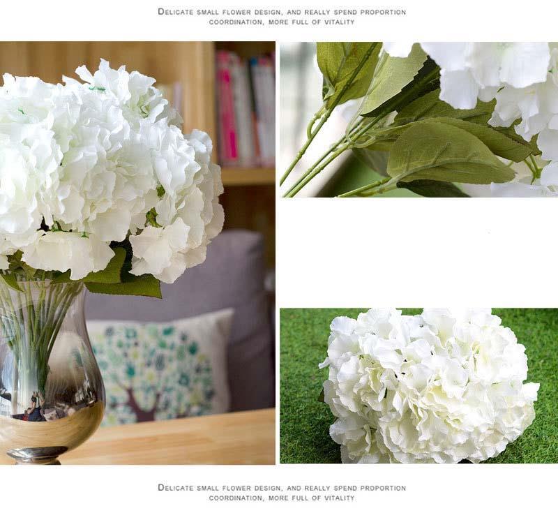 Yapay Çiçek Ortanca Demeti Beyaz 5 Kafalı Büyük Boy 43 cm 