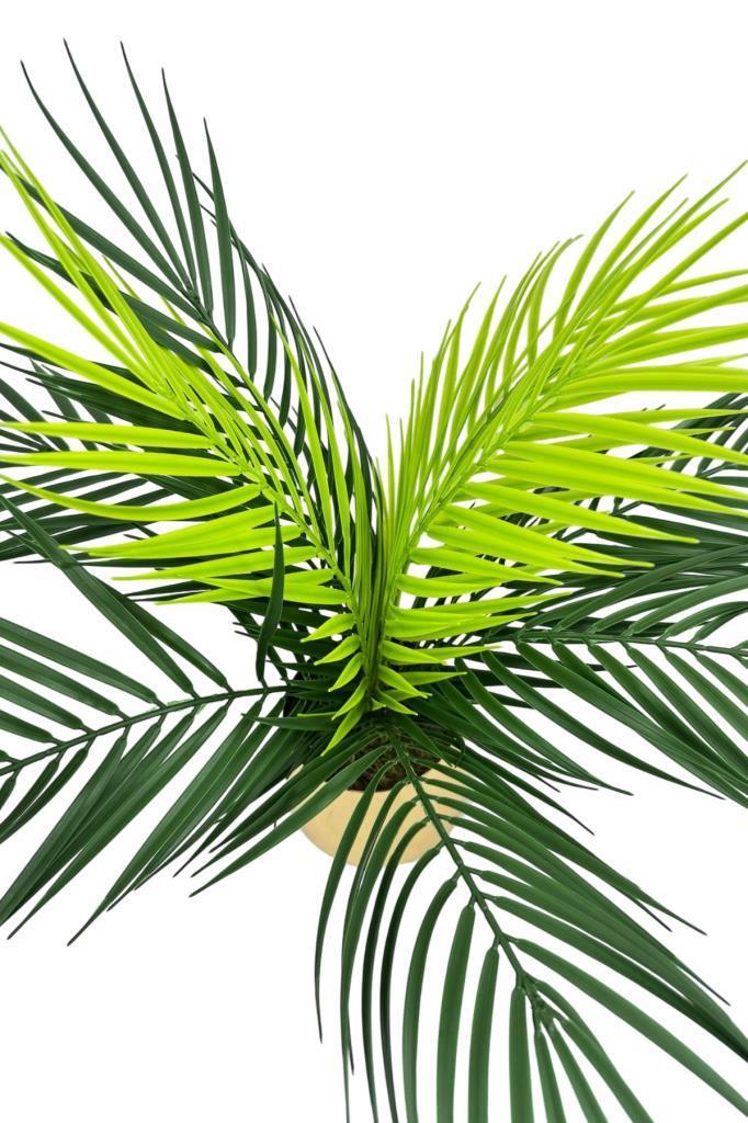 Yapay Çiçek Palmiye Areka Yapay Bitki Gold Metal Saksı Salon Çiçeği 9 Yaprak 50cm