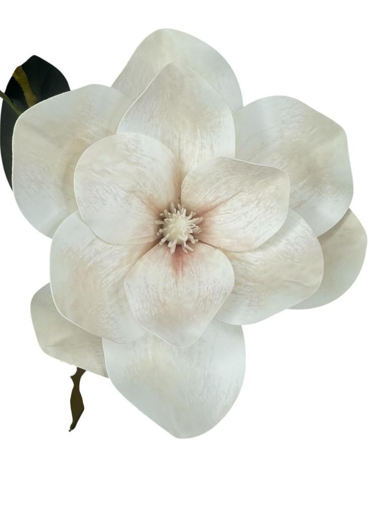 Yapay Çiçek Pastel Ekru Manolya Islak Doku 3 Kafalı Uzun Dal Çiçek Flowers 80cm