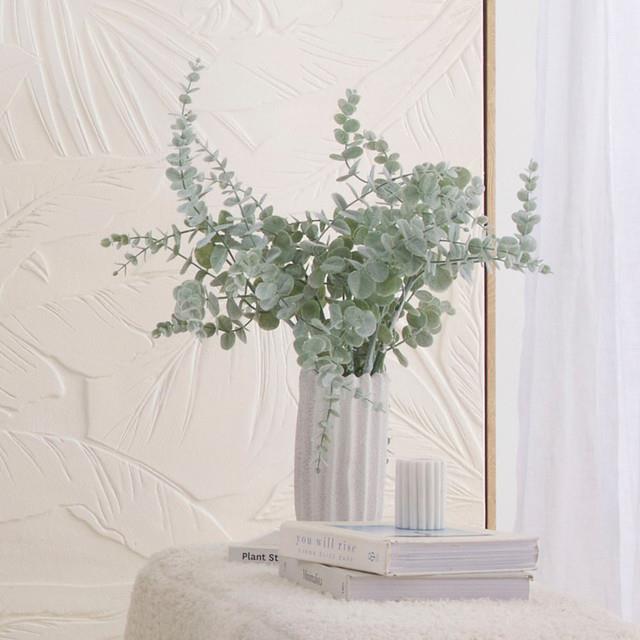 Yapay Çiçek Pastel Karlı Okaliptus 48cm 5Dallı Uzun Dal Eucalyptus