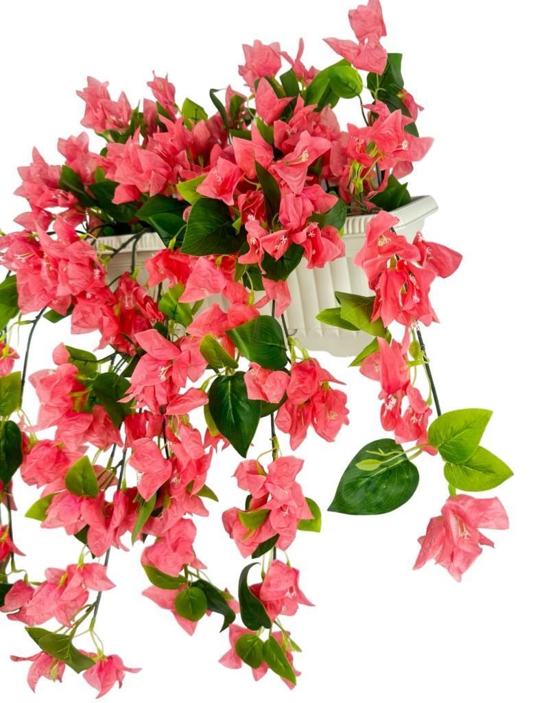 Yapay Çiçek Pembe Begonvil Küpeşte Askılı Saksıda Balkon Çiçeği Çiçek Sepeti