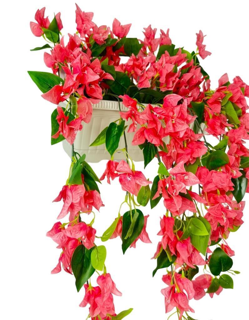 Yapay Çiçek Pembe Begonvil Küpeşte Askılı Saksıda Balkon Çiçeği Çiçek Sepeti