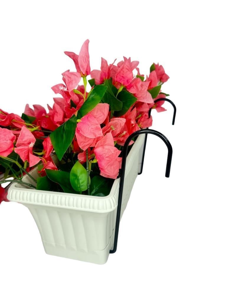 Yapay Çiçek Pembe Begonvil Küpeşte Askılı Saksıda Balkon Çiçeği Çiçek Sepeti
