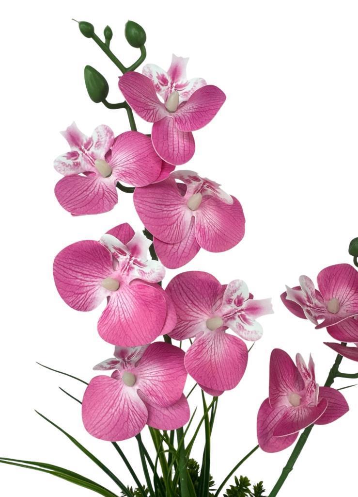 Yapay Çiçek Pembe Islak Orkide Gold Metal Saksıda Saksıda Orkide 50cm