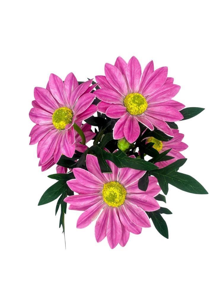 Yapay Çiçek Pembe Margarit Papatya Siyah Saksıda Dekoratif Yapay Çiçek 30*25cm